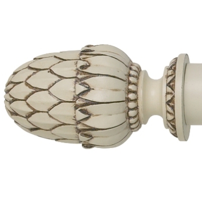 Museum 35mm Pole Set in Antique White with Pantheon Finial